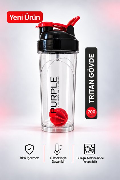 Protein - Collagen Shaker 700ml Siyah | BPA İçermez Matara, Yüksek Isıya Dayanıklı Suluk