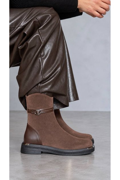 Carol Flat Boots Genuine Leather