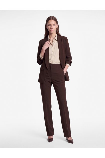 Crepe Fabric Shawl Collar 3/4 Sleeve Blazer Jacket