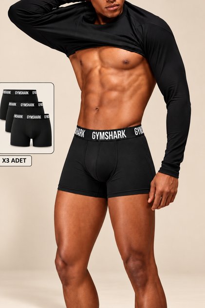 Boxeri pentru bărbați GymShark, 3 piese |   95% bumbac, 5% lycra, țesătură elastică respirabilă, lenjerie de corp casual