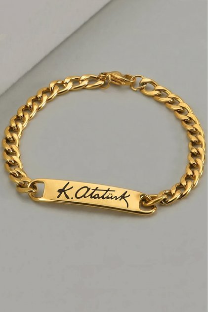 K. Ataturk Signed Unisex Women's Men's Stainless Steel Bracelet Scb90