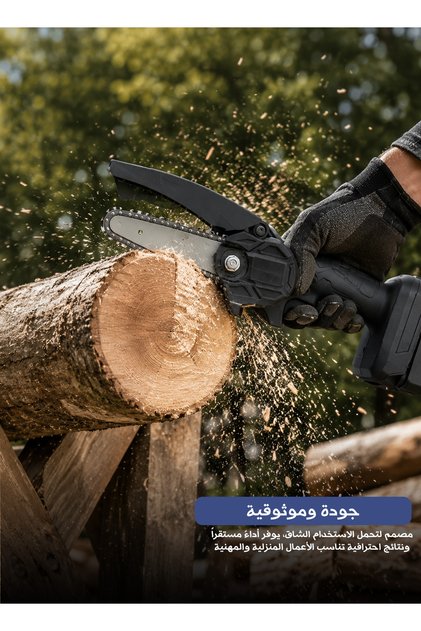 Rechargeable Mini Handheld Chainsaw, Battery-Powered Wood Cutting Saw with Powerful Motor, 5 m/s Chain Speed and Ergonomic Portable Design