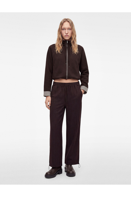 Striped Trousers with Elastic Cuffs and Pockets