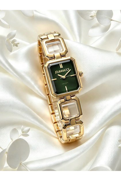 Ferrucci̇-(Gold Color) Women's Green Inner Dial Wristwatch