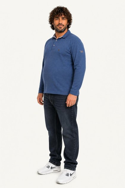 Men's Plus Size Polo Neck Sweat Moc Grande 24410 Navy
