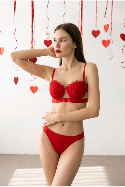 Supported Oyster Red Bra Set