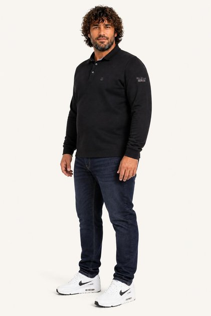 Men's Large Size Polo Collar Sweatshirt Original 24409 Black