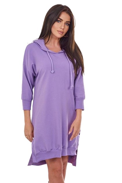 Rochie cu glugă și spate mai lung, violet