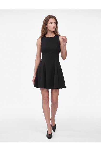Slim Fit Crew Neck Sleeveless Mini Flared Peplum Dress