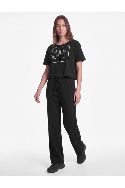 High Waist Pocketed Lace-Up Viscose Blend Wide Leg Sports Sweatpants