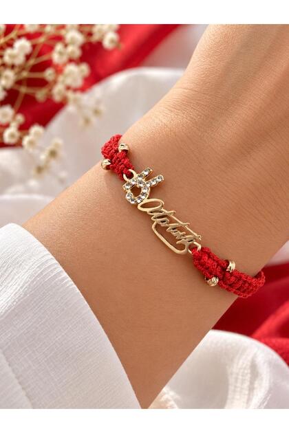 Red Ataturk Bracelet with Zircon Stones