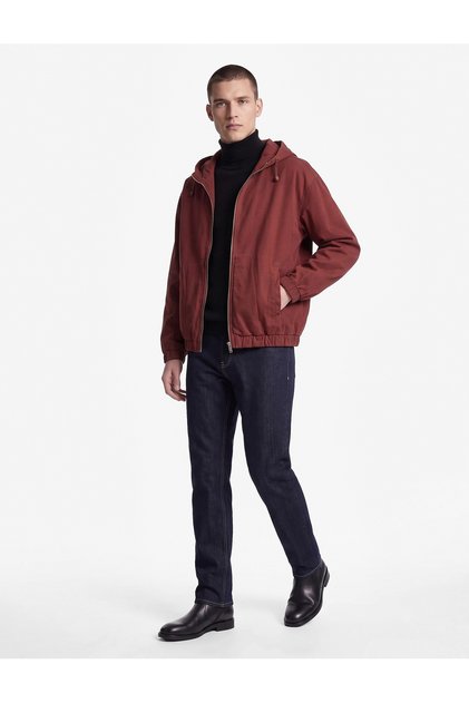 Cotton Long Sleeve Zippered Oversize Hooded Jean Jacket