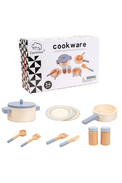 10-Piece Wooden Pretend Play Kitchen Toys Set, Miniature Accessories for Kids
