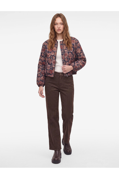 Cotton Low Waist Five-Pocket Long Straight-Leg Striped Trousers - Straight Fit Jean