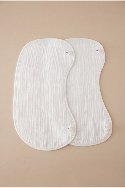 Pack of 2 100% Cotton Organic 4-Layer Muslin Baby Shoulder Cover / Muslin Mouth Wipes / Nickel-Free Snap Fasteners