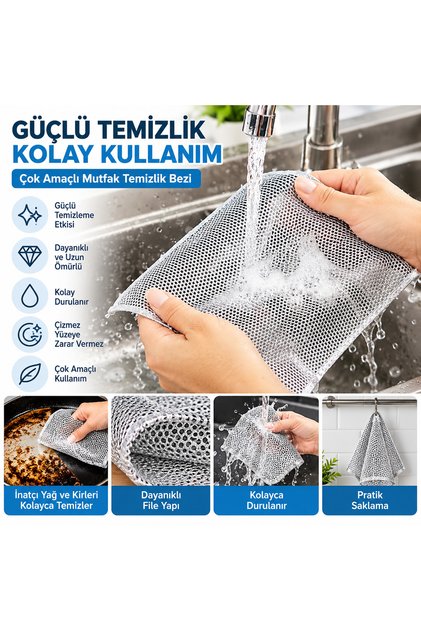 20x20 Inox (1adet ) Tel Bez Zor Kir Bezi, Inox Telli Bulaşık Bezi, Mutfak Banyo Bezi