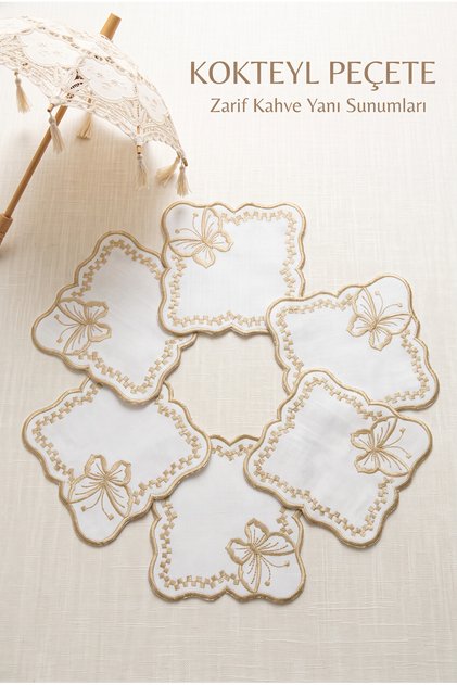 Set of 6 Coffee Side Presentation Napkins - Stylish Cocktail Napkins and Decorative Coasters