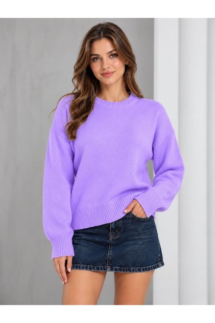 Lilac Crew Neck Oversize Women's Knitwear Sweater