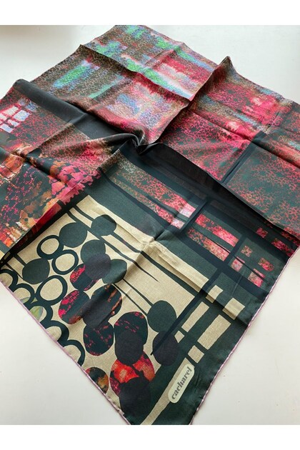 Tivil Silk Scarf 8690313 971 Green Abstract Pattern