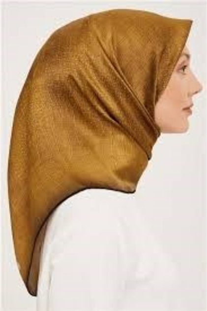 Pure Tivil Silk Scarf 9030 - 32 Mustard Abstract Pattern
