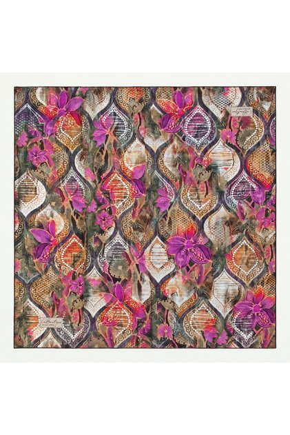 Tivil Pure Silk Scarf 2601 03 Purple Ethnic Pattern
