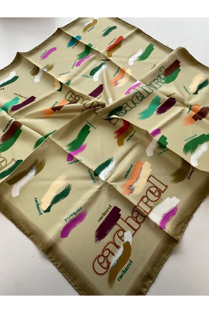 Tivil Silk Scarf 4208701 311 Oil Green Slogan Pattern