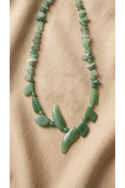 Handmade Aventurine Natural Stone and Leaf Shaped Special Design Necklace