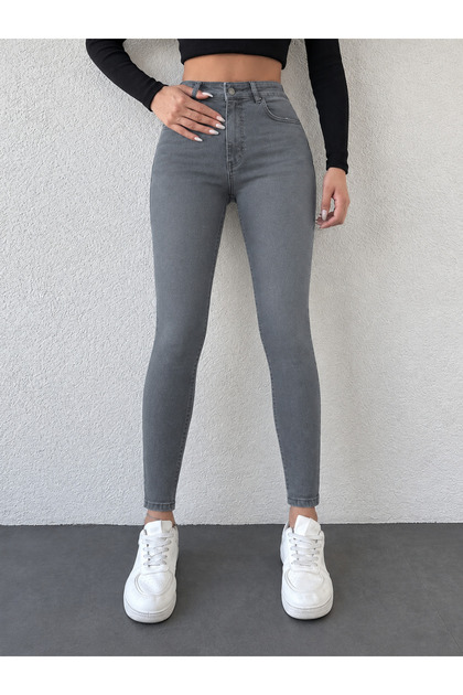 Women's Blue Gray Skinny Denim Pants