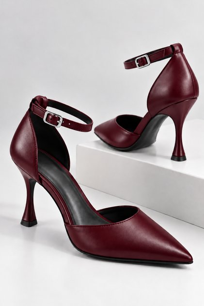 Kadın Sivri Burun İnce Topuklu Stiletto Bilekten Tokalı Şık Abiye Düğün Nişan Davet Ayakkabısı Model
