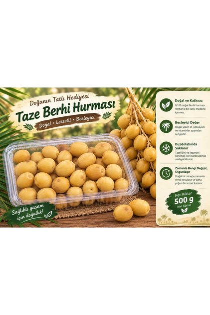 TAZE RUTUB HURMA – DALINDAN Yaş Hurma 500GR Taze ve Doğal Salkım Hurma