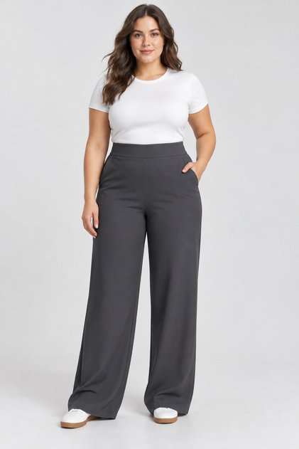Women's Vena Plus Size Pants, Side Hidden Zipper, Hides the Belly, Lycra