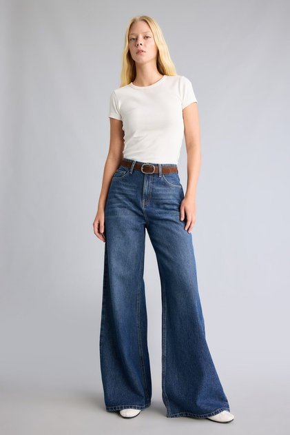 Wide Leg Mid Waist Wide Leg Jean Trousers F3711Ax26Wn