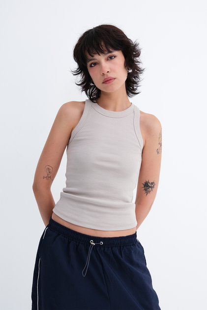 Halter Neck Ribbed Tank Top A13294-L7