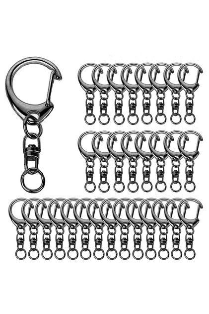 60SET black 20/40/60 Sets Lobster Claw Clasps for Keychain Clip C-Shaped Swivel Snap Hooks Key Chain