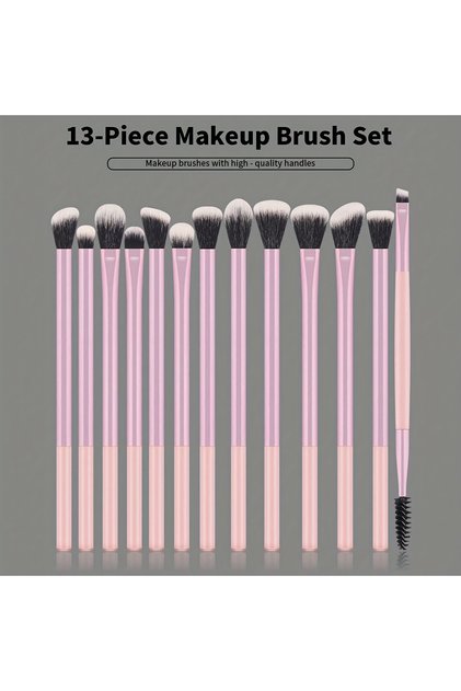 Pink 13pcs Professional Makeup Brush Set, Soft Face & Eye Brushes for Foundation, Concealer, Eyeshad