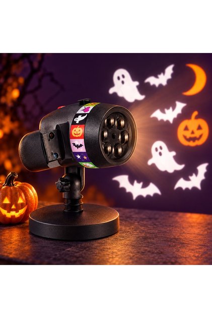 Proiector LED de Halloween cu 12 diapozitive sezoniere - Pentru interior/exterior, rezistent la intemperii