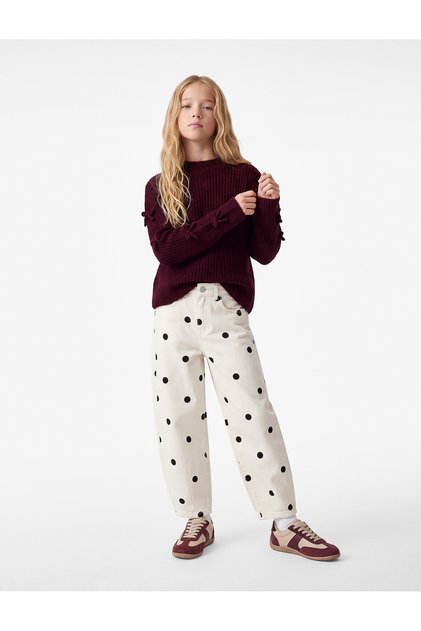 Bow-Tie Long Sleeve Crew Neck Knitwear Sweater