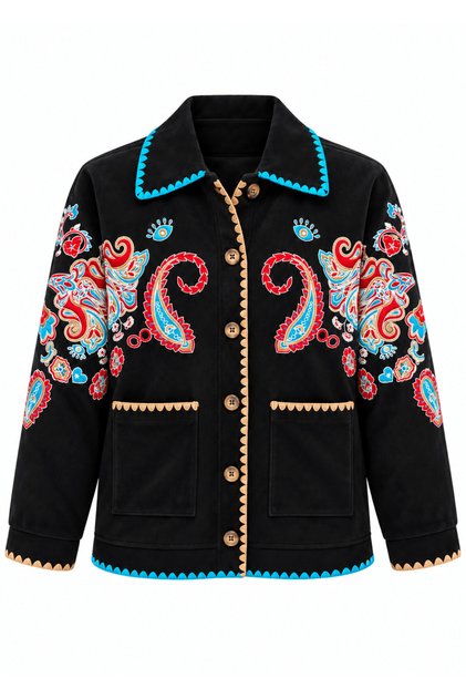 Embroidered Italian Style Nubuck Jacket