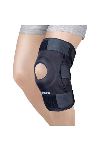 Functional Knee Support (Moderate Support), Knee Support for Pain Relief, Knee Injury Braces for Walking, Running, Gym, Workout, Weightlifting (Single) - Large (Black)