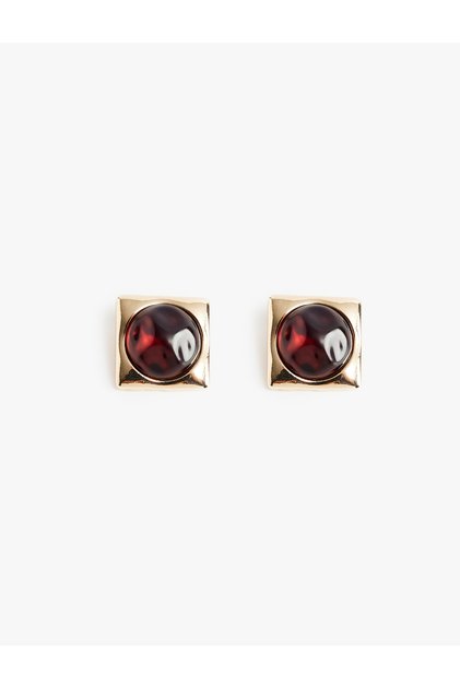 Stone-Encrusted Square Earrings