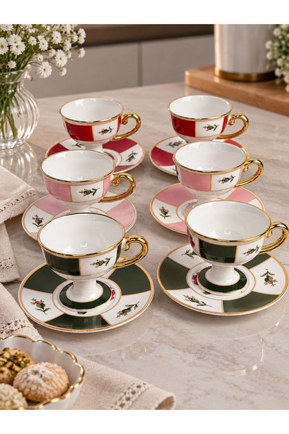 6-Person Porcelain Chiteki Coffee Cup Set 90Cc - 3 Colors