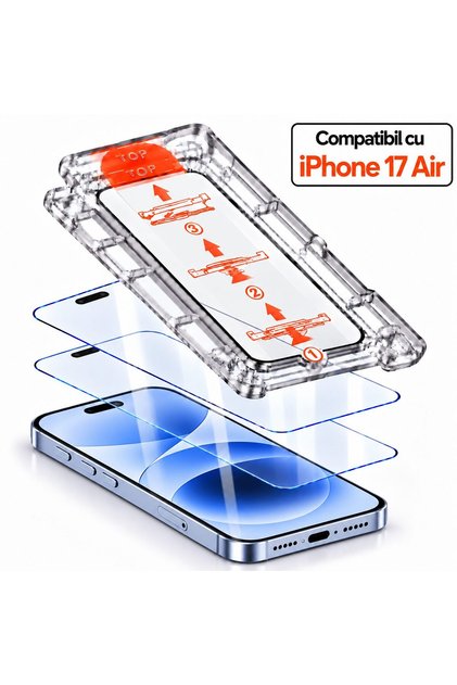 Μεμβράνη προστασίας οθόνης, Flippy, για iPhone Air 17 Air, με κιτ εφαρμογής, Tempered Glass, 15 x 7cm, Διαφανές