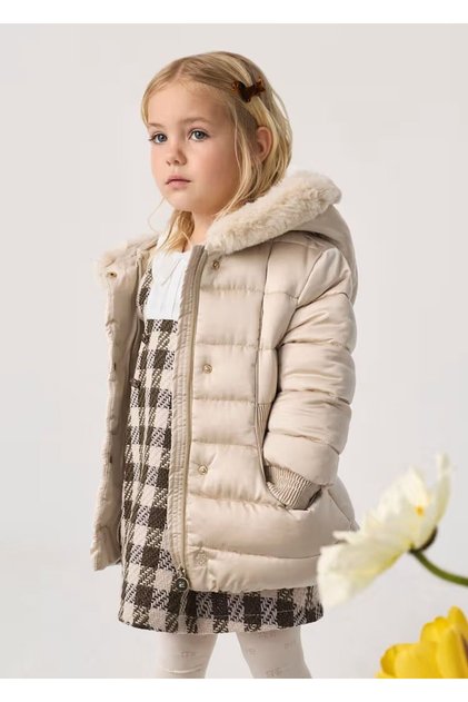 Abel&Lula Girl's Hooded Inflatable Coat Cream 5813