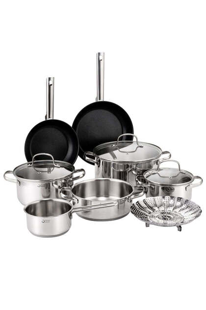 11 Piece Triply Bottom Stainless Steel Cookware Set, set inc