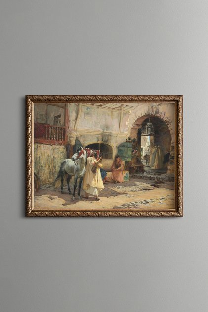 People on the Bazaar Street - Vintage Patterned Painting - Fine Model