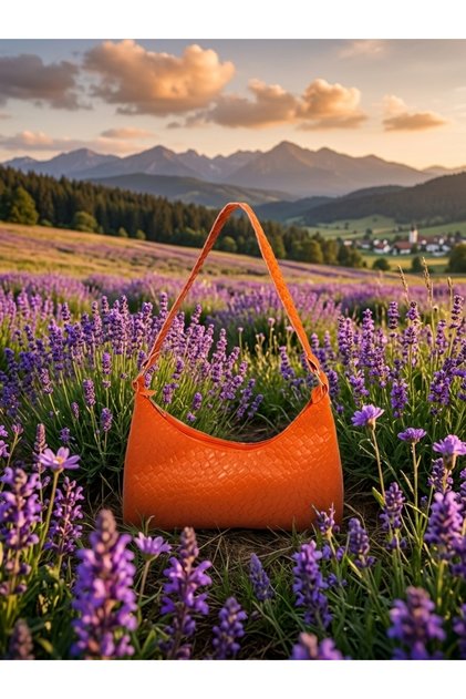 Knitted Patterned Orange Women's Shoulder Bag