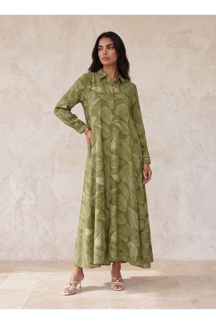 Maxi Shirt Dress with Concealed Placket