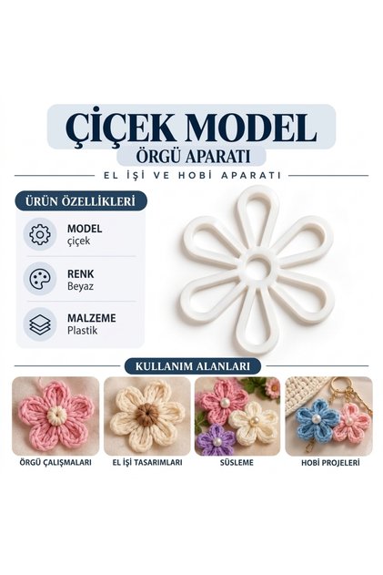 Flower Model Knitting Apparatus White Plastic Pack of 10 4 cm