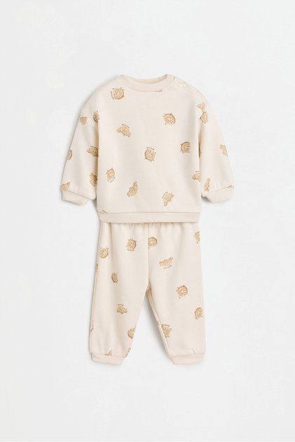 KIZ ÇOCUK & BEBEK Baskılı sweatshirt ve şardonlu pantolon takımı