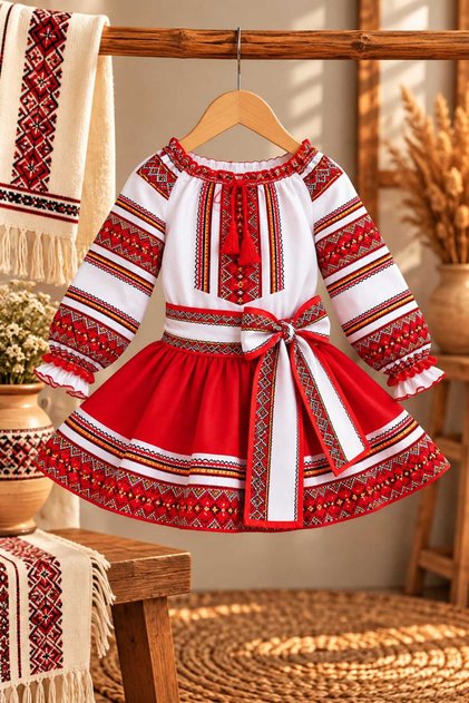 Παραδοσιακή Ενδυμασία για Μικρά Κορίτσια, Σανζιάνα – Πουκάμισο και Φούστα